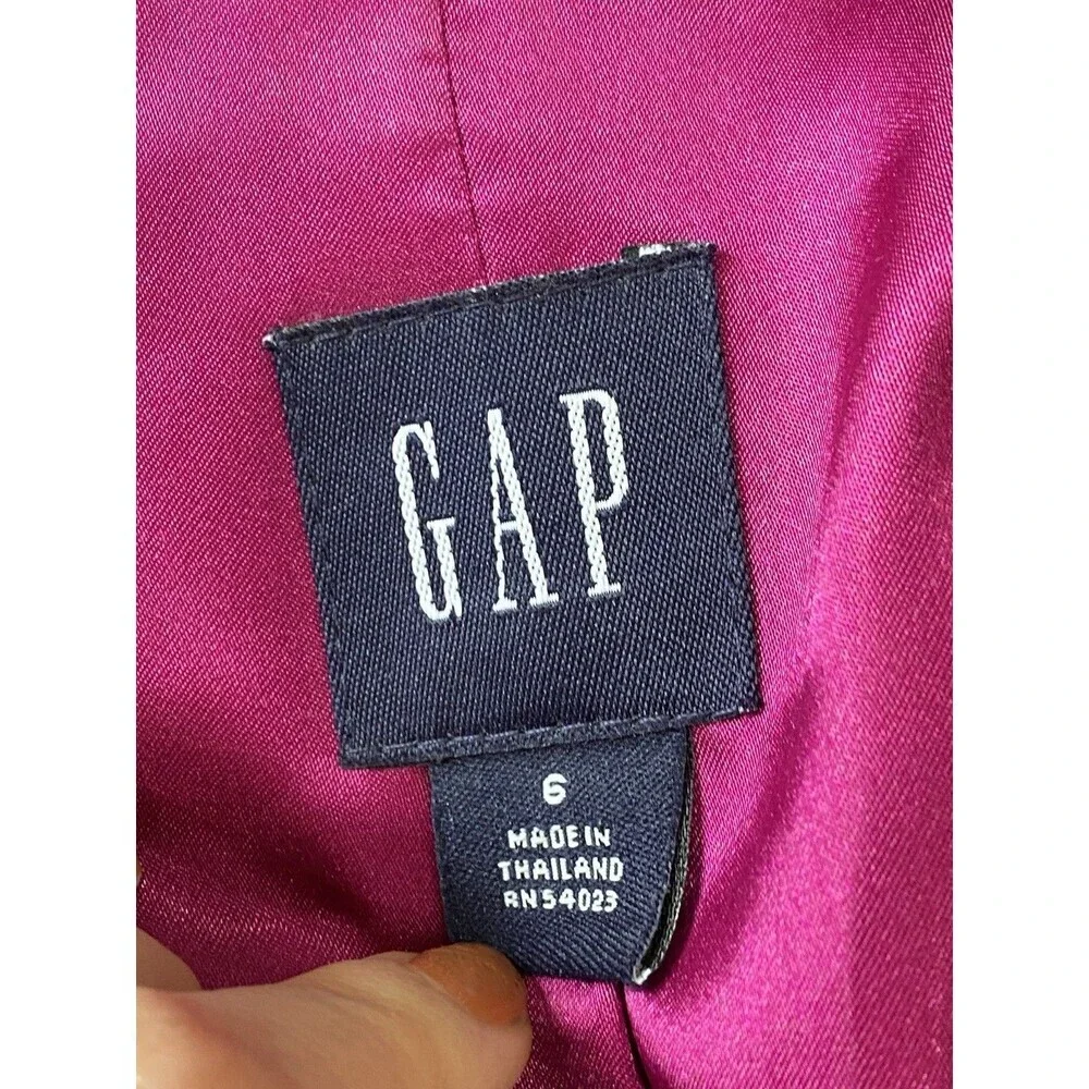 Vintage Y2K Gap Velvet Satin Blazer Womens Size 6 Velour Jacket Hong Kong 90s